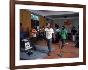 Musician Ziggy Marley Practicing with Band the Melody Makers-Ted Thai-Framed Premium Photographic Print