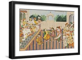 Musicians and Dancing Girls Perform Before Sher Singh, 1874-Bishan Singh-Framed Giclee Print