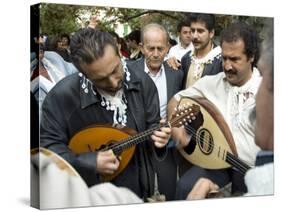 Musicians Attending a Village Wedding, Anogia, Crete, Greek Islands, Greece-Adam Tall-Stretched Canvas