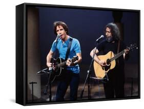 Musicians Bob Weir and Jerry Garcia of Rock Group Grateful Dead Performing-David Mcgough-Framed Stretched Canvas