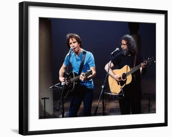 Musicians Bob Weir and Jerry Garcia of Rock Group Grateful Dead Performing-David Mcgough-Framed Premium Photographic Print
