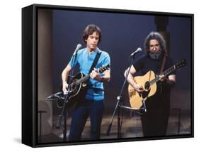 Musicians Bob Weir and Jerry Garcia of Rock Group Grateful Dead Performing-David Mcgough-Framed Stretched Canvas