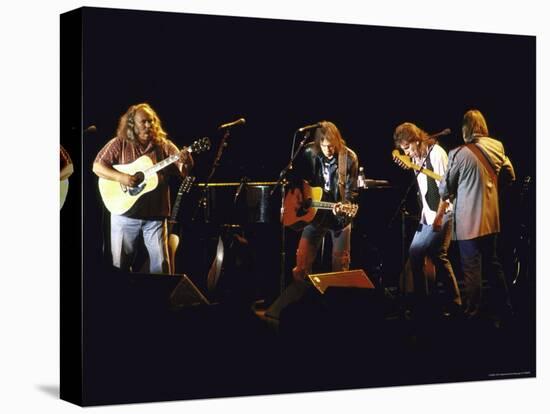 Musicians David Crosby, Neil Young, Graham Nash and Stephen Stills of Group Crosby Performing-David Mcgough-Stretched Canvas