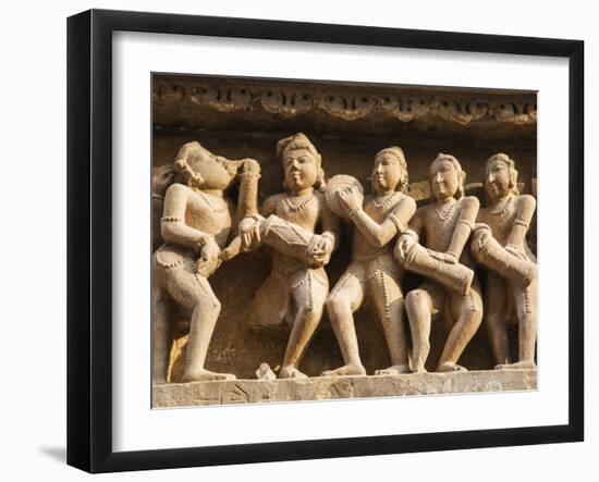 Musicians, Erotic Sculptures of Khajuraho, Madhya Pradesh, India-Jagdeep Rajput-Framed Photographic Print