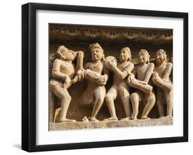 Musicians, Erotic Sculptures of Khajuraho, Madhya Pradesh, India-Jagdeep Rajput-Framed Photographic Print