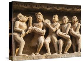 Musicians, Erotic Sculptures of Khajuraho, Madhya Pradesh, India-Jagdeep Rajput-Stretched Canvas