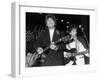 Musicians George Harrison and Bob Dylan Performing at Rock and Roll Hall of Fame-David Mcgough-Framed Premium Photographic Print