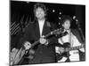 Musicians George Harrison and Bob Dylan Performing at Rock and Roll Hall of Fame-David Mcgough-Mounted Premium Photographic Print