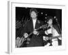 Musicians George Harrison and Bob Dylan Performing at Rock and Roll Hall of Fame-David Mcgough-Framed Premium Photographic Print