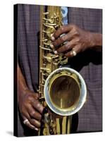 Musicians Hands Playing Saxaphone, New Orleans, Louisiana, USA-Adam Jones-Stretched Canvas