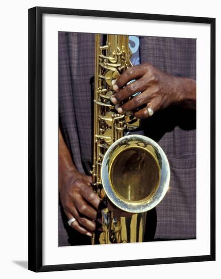 Musicians Hands Playing Saxaphone, New Orleans, Louisiana, USA-Adam Jones-Framed Photographic Print