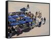 Musicians playing for tips in front of Casa Vera, Place Prince Moulay El Hassan, Essaouira, Morocco-null-Framed Stretched Canvas