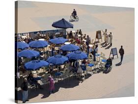 Musicians playing for tips in front of Casa Vera, Place Prince Moulay El Hassan, Essaouira, Morocco-null-Stretched Canvas