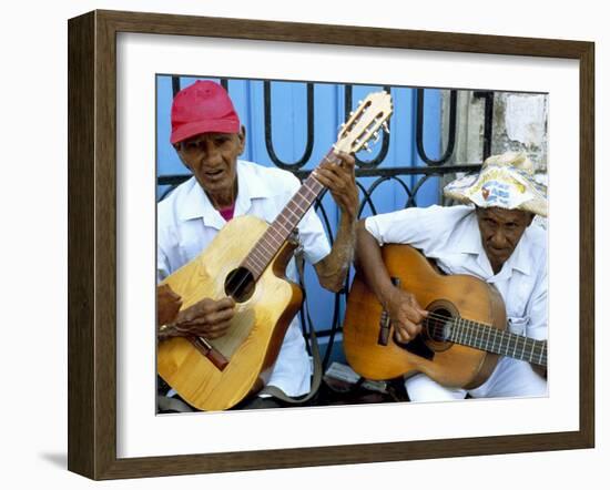 Musicians Playing Guitars, Havana Viejo, Havana, Cuba, West Indies, Central America-Lee Frost-Framed Photographic Print