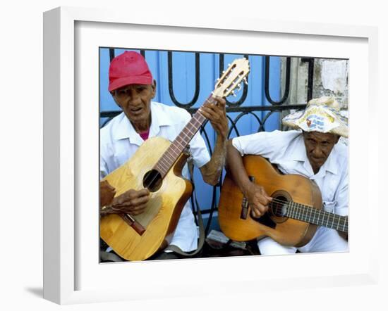 Musicians Playing Guitars, Havana Viejo, Havana, Cuba, West Indies, Central America-Lee Frost-Framed Photographic Print