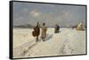 Musicians Returning Home in Winter-Hugo Mühlig-Framed Stretched Canvas