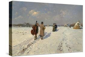 Musicians Returning Home in Winter-Hugo Mühlig-Stretched Canvas