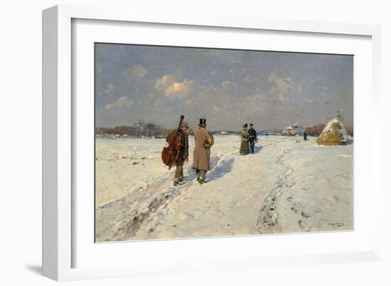Musicians Returning Home in Winter-Hugo Mühlig-Framed Giclee Print