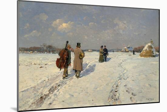 Musicians Returning Home in Winter-Hugo Mühlig-Mounted Giclee Print