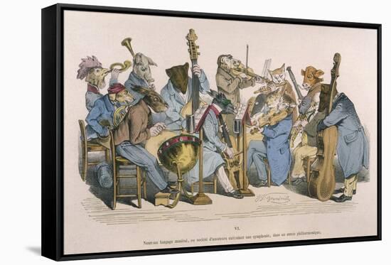 Musicians Satirised by Being Represented as Animals-JJ Grandville-Framed Stretched Canvas