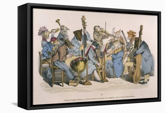 Musicians Satirised by Being Represented as Animals-JJ Grandville-Framed Stretched Canvas