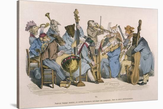 Musicians Satirised by Being Represented as Animals-JJ Grandville-Stretched Canvas