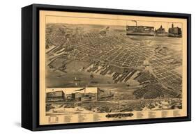 Muskegon, Michigan - Panoramic Map-Lantern Press-Framed Stretched Canvas