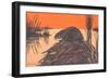 Muskrat on Dam-null-Framed Art Print