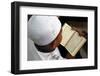 Muslim boy learning Quran at Islamic school, with Kufi hat-Godong-Framed Photographic Print