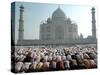 Muslim Faithful Pray at the Mosque in the Taj Mahal Complex to Celebrate Eid-Al-Fitr-null-Stretched Canvas