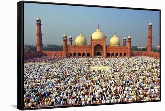 Muslim Gathering for Eid Prayers at Badshahi Masjid, Lahore, Pakistan-Yasir Nisar-Framed Stretched Canvas