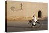 Muslim Man Dressed in White on Bicycle in Old Quarter, Medina, Marrakech, Morocco-Stephen Studd-Stretched Canvas