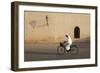 Muslim Man Dressed in White on Bicycle in Old Quarter, Medina, Marrakech, Morocco-Stephen Studd-Framed Photographic Print