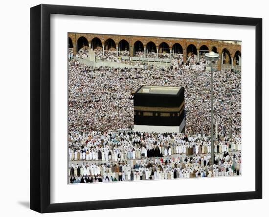 Muslim Pilgrims Performing the Hajj, at the Afternoon Prayers Inside the Grand Mosque, Mecca-null-Framed Premium Photographic Print