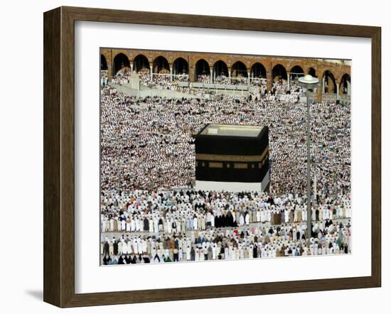 Muslim Pilgrims Performing the Hajj, at the Afternoon Prayers Inside the Grand Mosque, Mecca-null-Framed Photographic Print