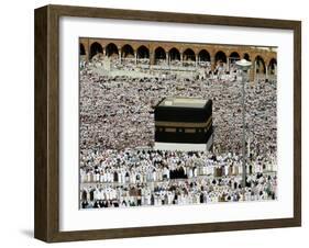 Muslim Pilgrims Performing the Hajj, at the Afternoon Prayers Inside the Grand Mosque, Mecca-null-Framed Photographic Print