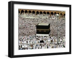 Muslim Pilgrims Performing the Hajj, at the Afternoon Prayers Inside the Grand Mosque, Mecca-null-Framed Photographic Print