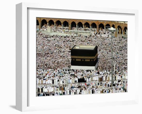 Muslim Pilgrims Performing the Hajj, at the Afternoon Prayers Inside the Grand Mosque, Mecca-null-Framed Photographic Print