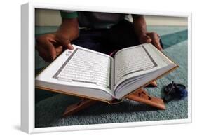 Muslim reading the Quran in Mosque-Godong-Framed Photographic Print