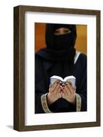 Muslim woman reading the Noble Quran, United Arab Emirates, Middle East-Godong-Framed Photographic Print