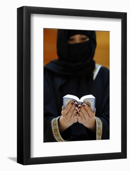 Muslim woman reading the Noble Quran, United Arab Emirates, Middle East-Godong-Framed Photographic Print