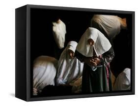 Muslim Women Worshippers Pray Inside the Golden Dome of the Rock-null-Framed Stretched Canvas