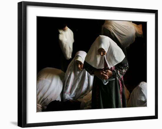 Muslim Women Worshippers Pray Inside the Golden Dome of the Rock-null-Framed Photographic Print