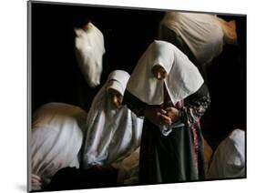 Muslim Women Worshippers Pray Inside the Golden Dome of the Rock-null-Mounted Photographic Print