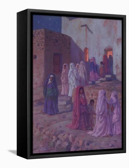 Muslims Leaving the Village Mosque on the Eve of Mouled-Etienne Alphonse Dinet-Framed Stretched Canvas