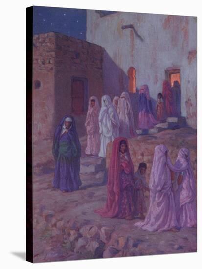 Muslims Leaving the Village Mosque on the Eve of Mouled-Etienne Alphonse Dinet-Stretched Canvas