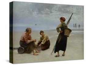 Mussel Gatherers, Brittany-August Wilhelm Nikolaus Hagborg-Stretched Canvas