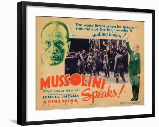 Mussolini Speaks!, Benito Mussolini (Top Left, Center and Far Right), 1933-null-Framed Art Print