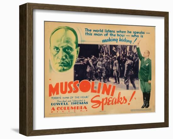 Mussolini Speaks!, Benito Mussolini (Top Left, Center and Far Right), 1933-null-Framed Art Print