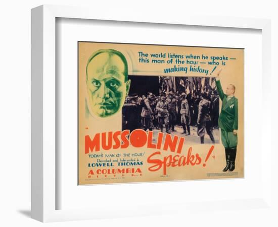 Mussolini Speaks!, Benito Mussolini (Top Left, Center and Far Right), 1933-null-Framed Art Print